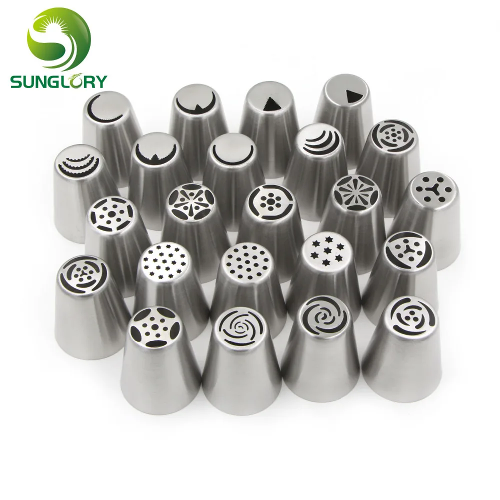 

Kitchen Baking Decorative 23PCS Stainless Steel Russian Nozzles Fondant Icing Piping Tips Pastry Tubes Set Cake Decorating Tools