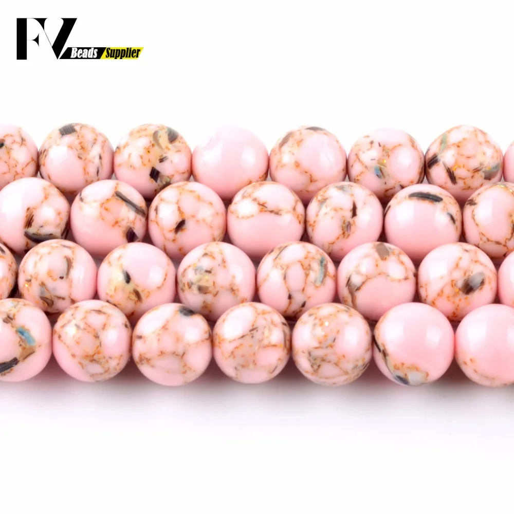 Perline di pietra turchese Howlite rosa chiaro naturale per creazione di gioielli 4mm-12mm perline distanziate allentate rotonde misura collana