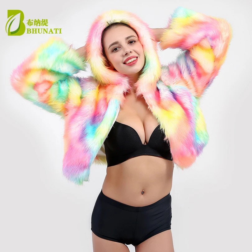 LED furry Faux fur coat costumi da palcoscenico costume femminile LED abbigliamento luminoso giacca dance show cappotti in pelliccia sintetica star discotheque