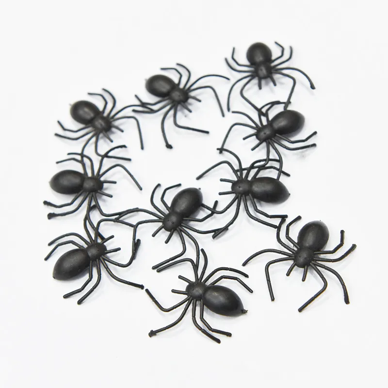 20pcs Joking slime Toys Halloween gadget funny Realistic Plastic Black Spider for decoration Best Seller drop ship