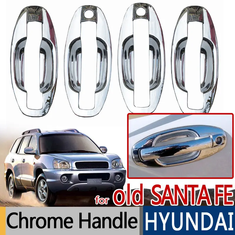 For Hyundai Santa Fe 2001-2006 Accessories Chrome Trim Exterior Door Handle Covers Classic 2002 2003 2004 Car Styling Stickers