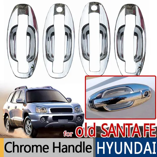 Para Hyundai Santa Fe 2001-2006 accesorios embellecedor cromado cubiertas de manija de puerta Exterior clásico 2002 2003 2004 pegatinas de diseño de coche