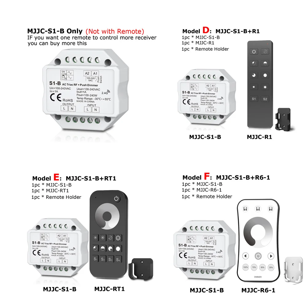 Triac Dimmer LED 220V 230V 110V AC Wireless RF Dimmable Push Switch with 2.4G Remote Dimmer 220V Controller for LED Bulbs Lamps