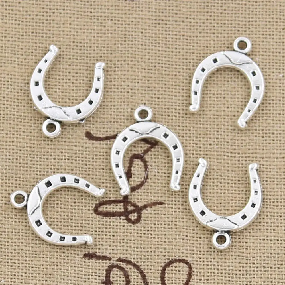 50pcs Charms Lucky Horseshoe Horse 16x13mm Antique Bronze Silver Color Plated Pendants Making DIY Handmade Tibetan Jewelry