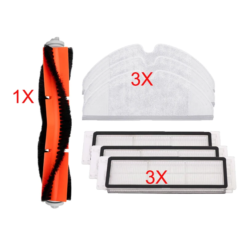 1x فرشاة الرئيسي و 3x Hepa تصفية و 3x ممسحة القماش بدائل جزء ل Xiaomi Roborock فراغ نظافة فلتر فرشاة منصات اكسسوارات