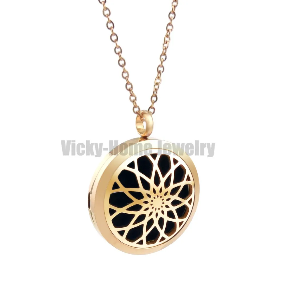 30mm-38mm Arch With Free Chain Lotus Aromatherapy Essential Oils 316L Stainless Steel Perfume Diffuser Locket Necklace