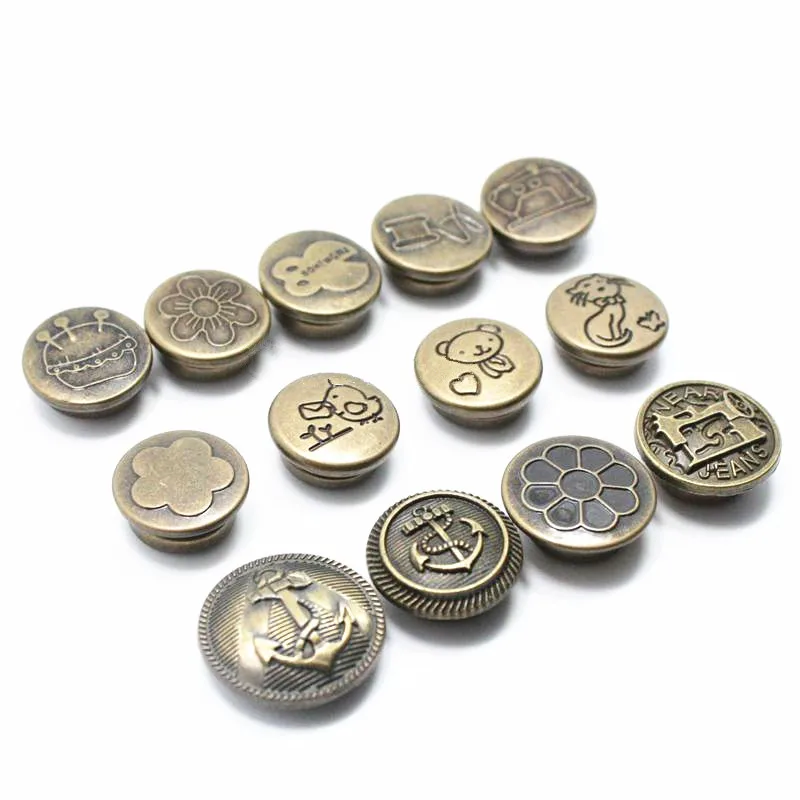 Hot High Quality 10sets Retro Metal Snap Fastener Poppers Press Studs Kit Sewing Leather Craft Tools Metal Snap Button 13 Styles