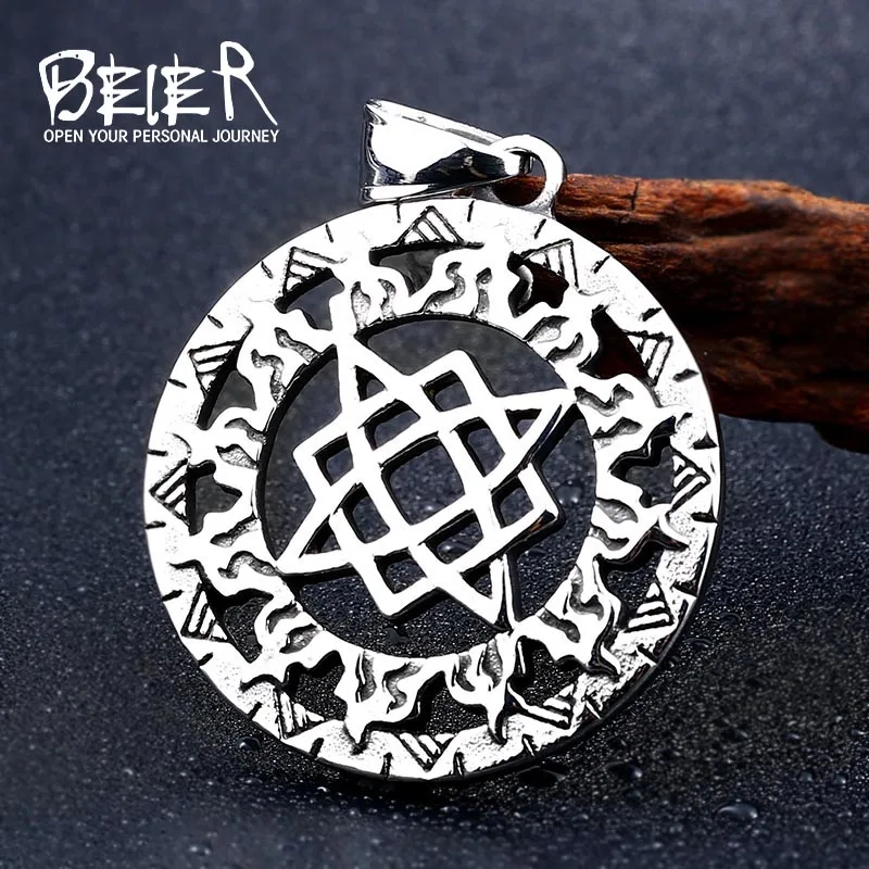 Beier 316L stainless steel small Svarog square pendant. Star Rus amulet pendant Ancient slavic talisman pendant jewelry pagan