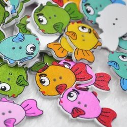 50/100Pcs Mix Big Fish 2 Holes Wood Sewing Button Scrapbooking WB339