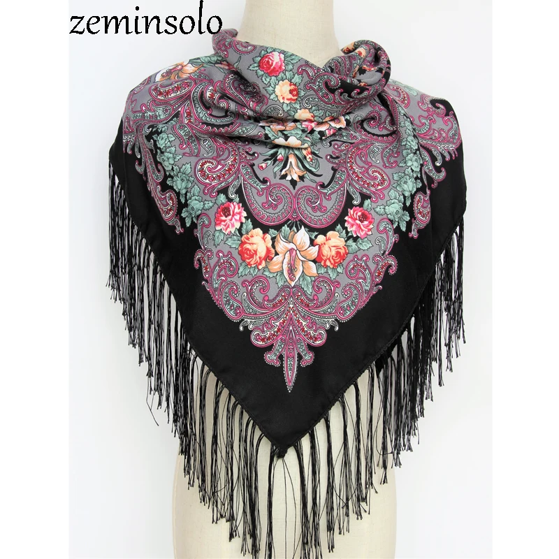 Hot Sale New Fashion Women Scarf Square Cotton Scarves Tassel Scarf Printed Women Wraps Bandana Winter Autumn Ladies Shawls