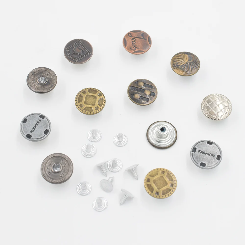 50 Sets Jeans Rivet Metal Buckle 17 MM Buttons Clothing Accessories Mixed Styles Colors