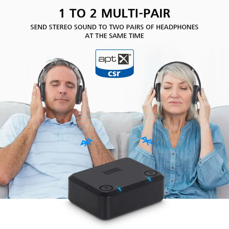 Août – transmetteur Bluetooth optique pour télévision aptX, adaptateur Audio sans fil à faible latence, double lien pour écouteurs/haut-parleurs