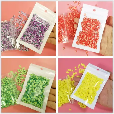 1000pcs Cristal Fruit Slime Toys for Kids Funny Clear Clay Non Stick Hand Antistress Jelly Mud Polyer Clay Accessories