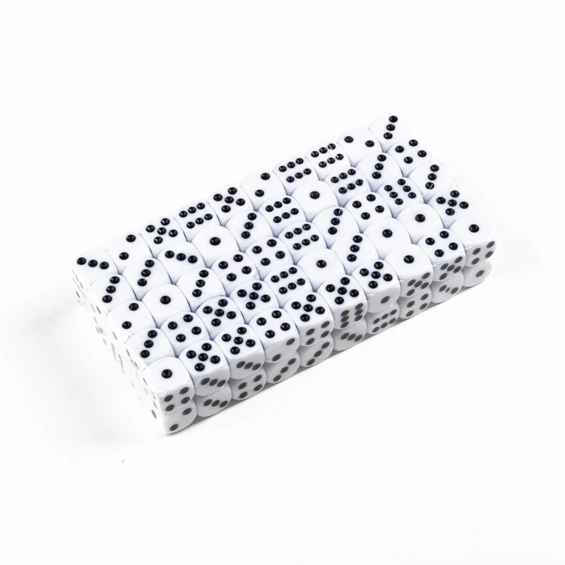 10pcs/pack Acrylic Dice 16mm White Black Dot Round Corner High Quality Boutique Game Dice