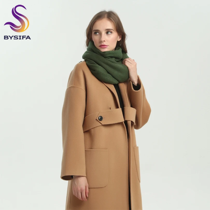 [BYSIFA] New Winter Ladies Army Green Pashmina Scarves Shawls Fashion Trendy Tassel Women Luxury Cashmere Pashmina Scarves Wraps