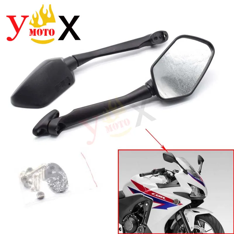 Black Sport Bike Motorcycle Side Rearview Rear View Mirror Replacement For Honda CBR300 CBR300R 2015 Up