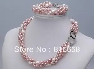 

3row Finery real freshwater pearl necklace Bracelet set