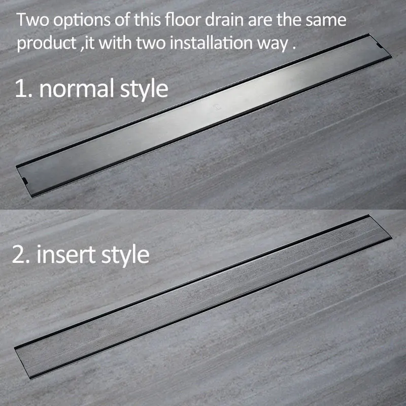 Odor resistant Linear Floor Drain SUS304 60cm 80cm 100cm 120cm Bathroom Deodorization Side row Floor Drain Insert Tile HIDEEP