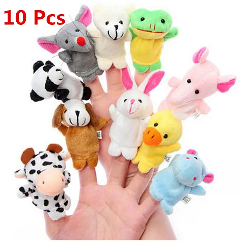 

10 Pcs/Lot Cute Cartoon Animal Finger Puppet Biological Animal Finger Puppet Plush Toys Child Birthday Gifts Baby Favor Dolls