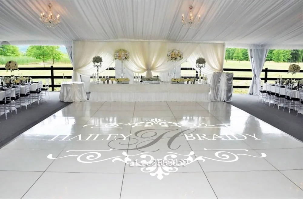 

The New Wedding Floor Stickers Customize Bride Groom Names & Initial Removable Vinyl Wedding Floor Monogram Decal ZA104C