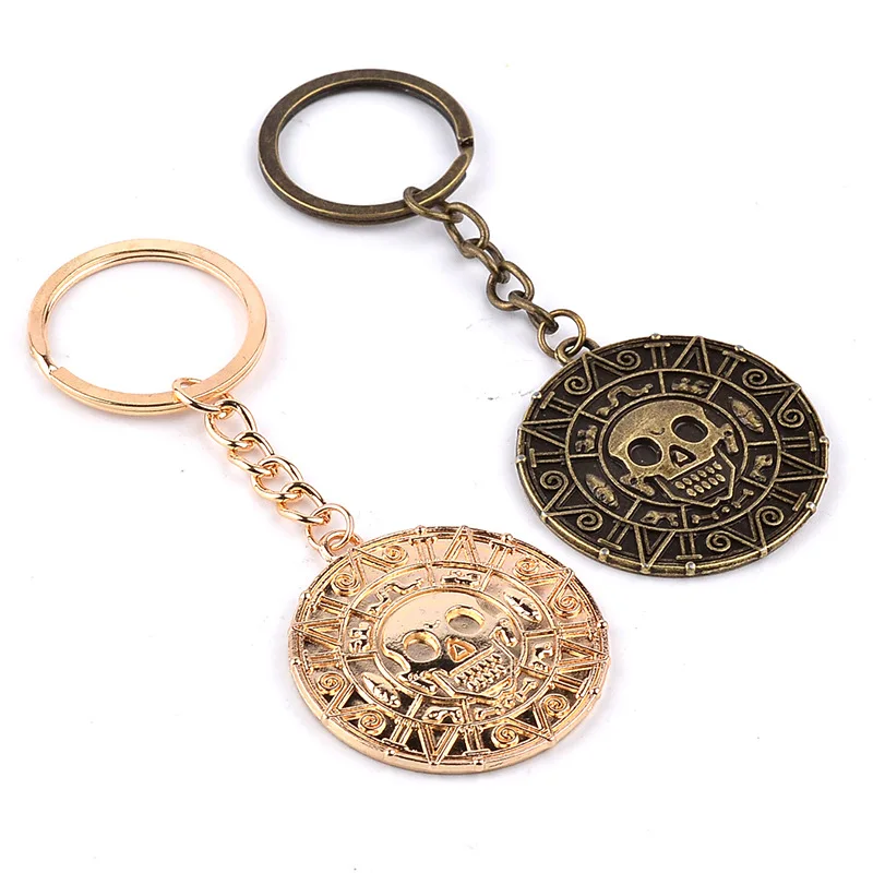 Wholesale 20pcs/lot Movie Pirates of The Caribbean Keychain Vintage Skeleton Skull Pendant Key Rings For Women&Men