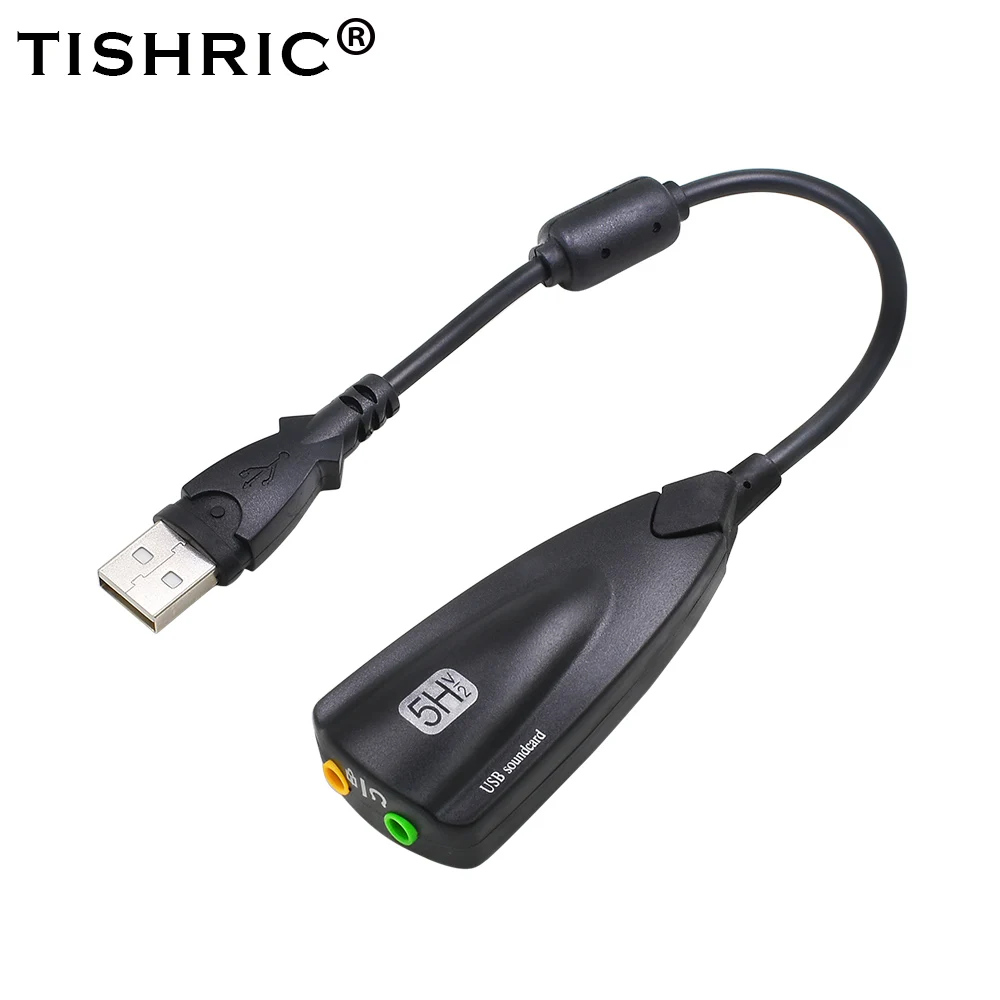 TISHRIC Promotie 5HV2 Externe usb geluidskaart 7.1 met 3.5mm audio-interface adapter voor hoofdtelefoon luidsprekers laptop Computer PC
