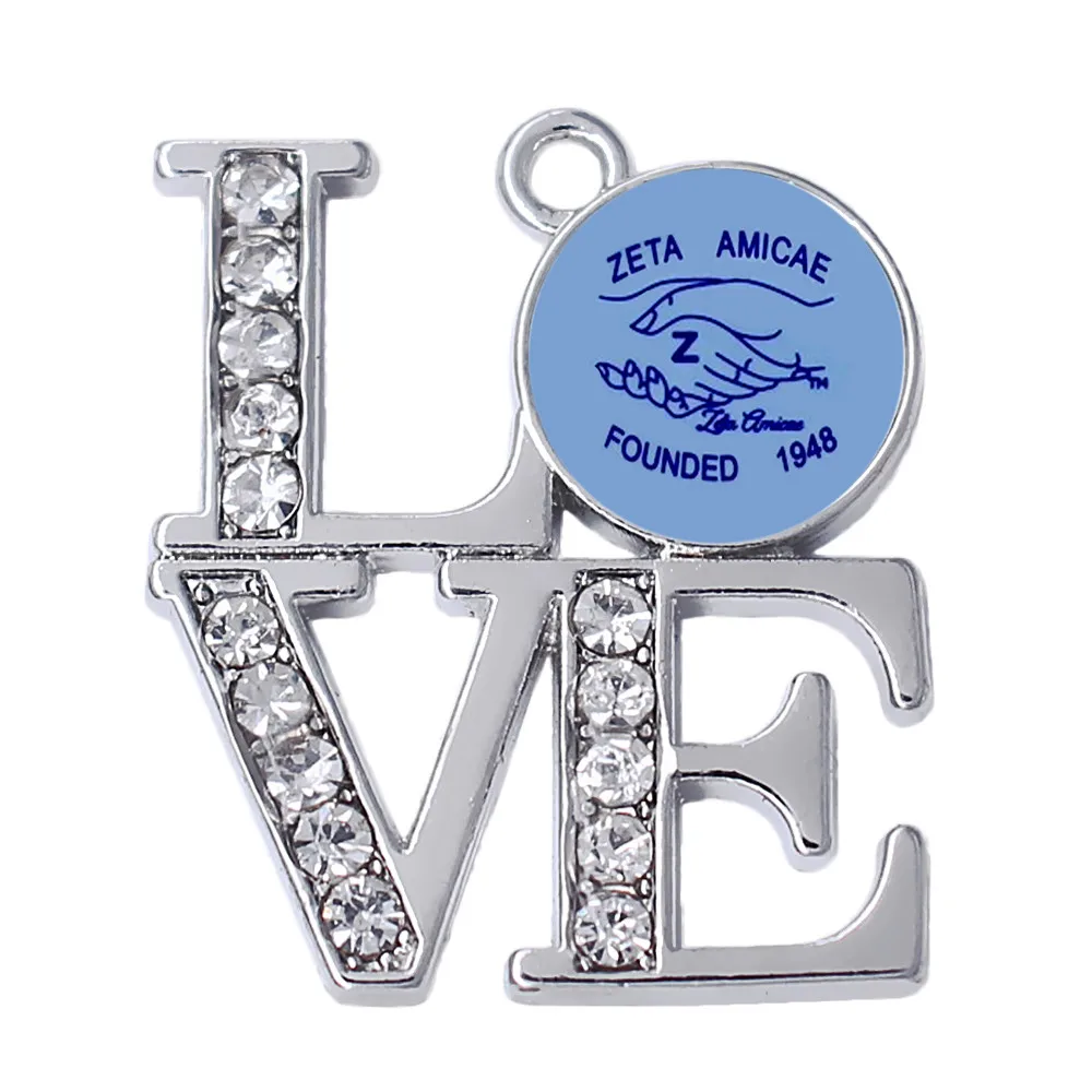 DOUBLE NOSE Eco friendly metal alloy inlaid sticker greek letters zeta phi beta charm founded 1948 amicae society jewelry