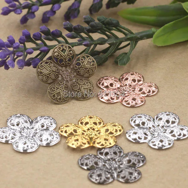 25mm Multi-color Plated Brass Metal Blank Filigree Circle Flower Links Wraps Connectors Jewelry Findings Connectors