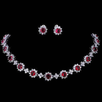 Ensembles de bijoux de mariée Emmaya Cubic Circon Cristal Ensembles de Boucles d’oreilles Collier pour femmes Bijoux pour fêtes de mariage 8 meilleures ventes pour le collier Emma - No 3