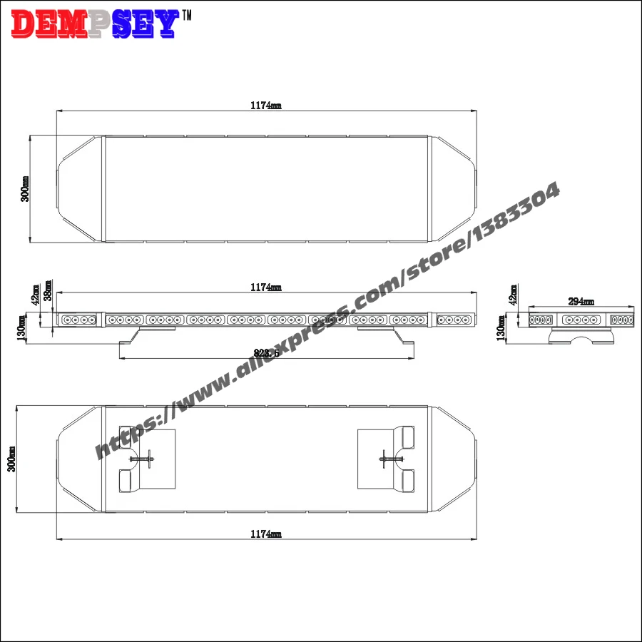 TBD-11L25 Super Bright 1.2M Red & Blue หลังคารถ LED Lightbar,Controller-2K,ตำรวจฉุกเฉิน Strobe Lightbar,อลูมิเนียมสีดำ