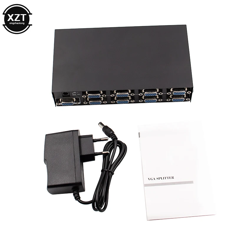 Newest 8 port vga splitter 150 mhz PC to 8 VGA Monitor TV Video Splitter 8 Port VGA Splitter support 1600*1280