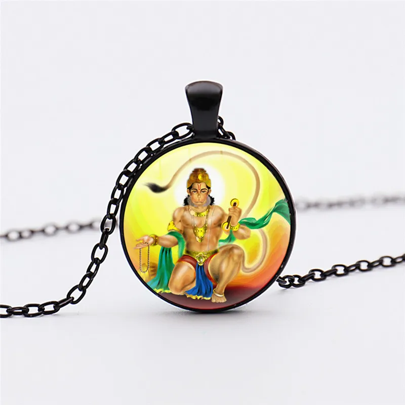 Hot Fashion Hindu Pendant Art Hanuman Indian Keychain Spiritual Pendant Silver Plated Cute Keychain Hinduism Necklace Jewelry