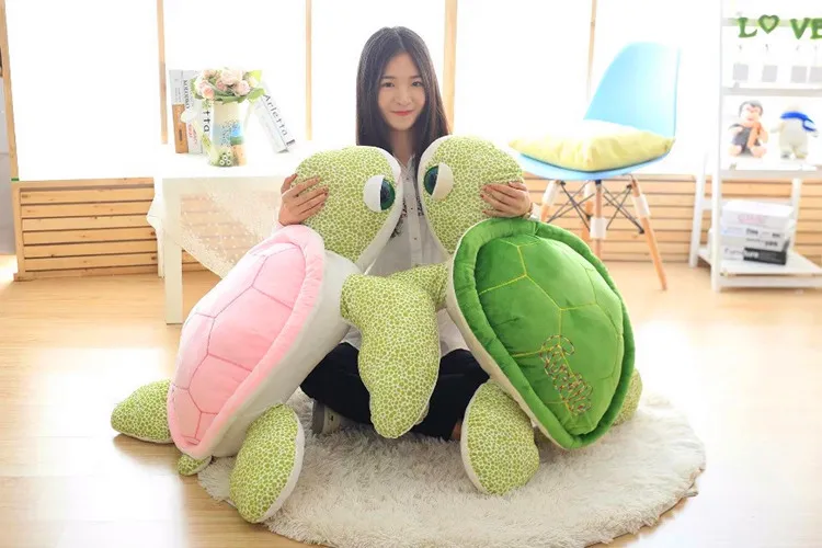 one piece new creative turtle toy plush green or pink back turtle doll pillow gift about 90cm