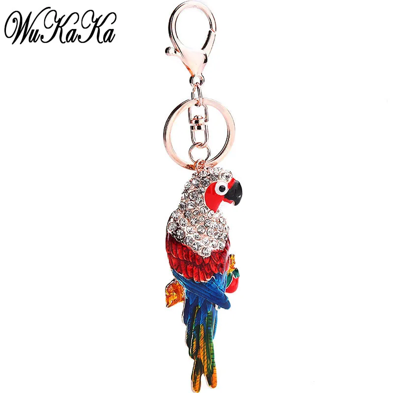 2023 Colorful Enamel Crystal Rhinestone Lovely parrot Keychain Car Key Chains Rings Women Girl Handbag Pendant key chain ring