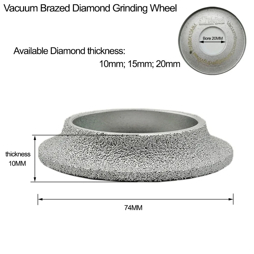 75mmx10MM Vacuum Brazed Diamond  grinding wheel Demi-bullnose edge profile