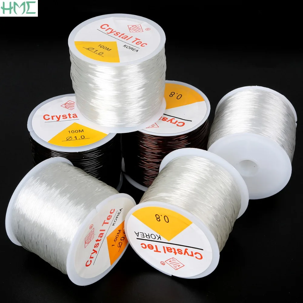 0.5/0.6/0.8/1.0mm Round Elastic Cords Transparent Brown Crystal Beading Cord String Line for Necklace Bracelets Jewelry Making