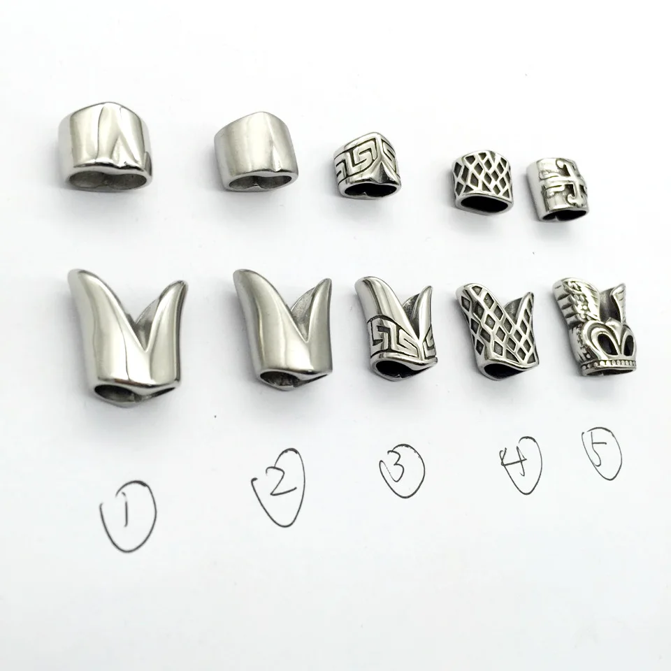 5*10mm Double Hole 316l Stainless steel Fish Tail Connectors Beads Jewelry Sets Charms For Leather Bracelet DIY Jewelry Findings