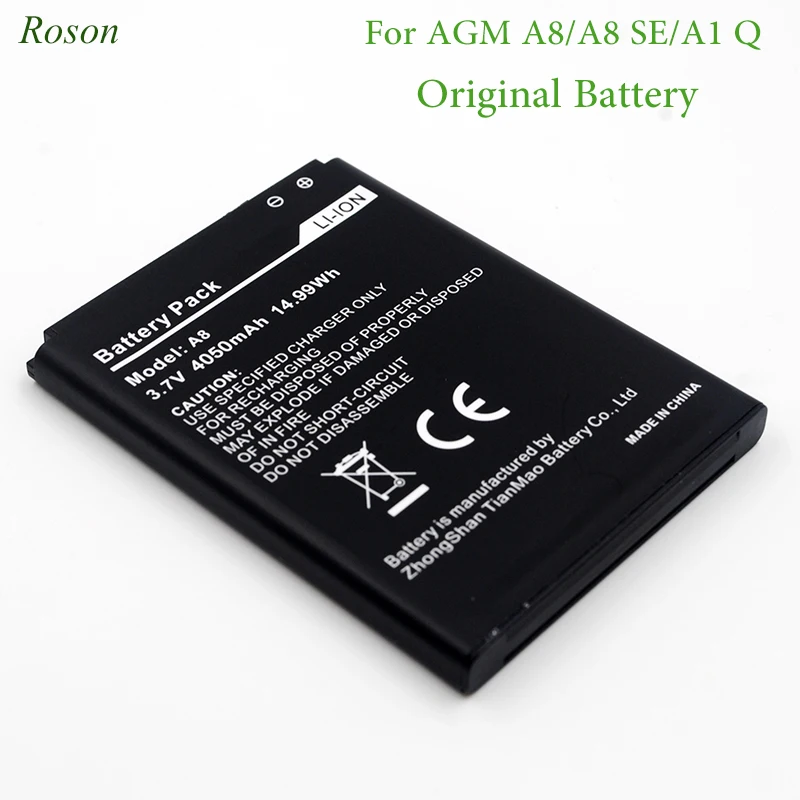 

Roson Mobile Phone Battery for AGM A8 A1 Q,4050mAh New Back up Batteries Replacement For AGM A8 SE Smart CellPhone li-ion Battey