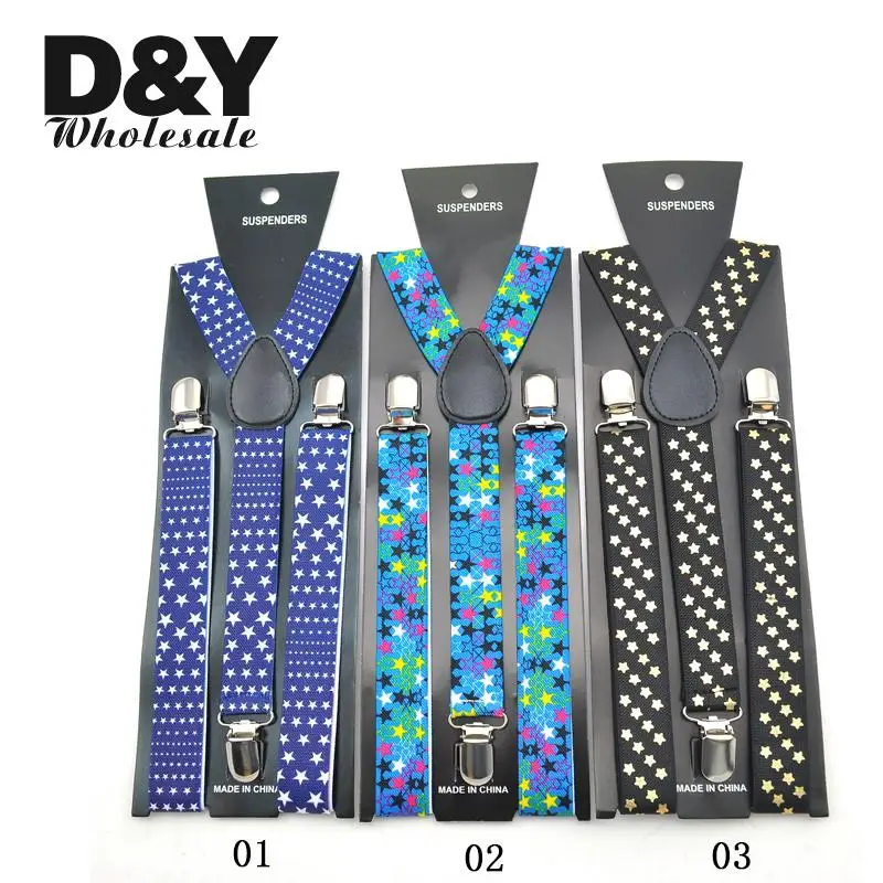 Women Men'S Shirt Suspenders For Trousers Pants Holder 2.5cm wide Fashion Galaxy Stars Clip-on Braces Elastic Slim Y-back strap