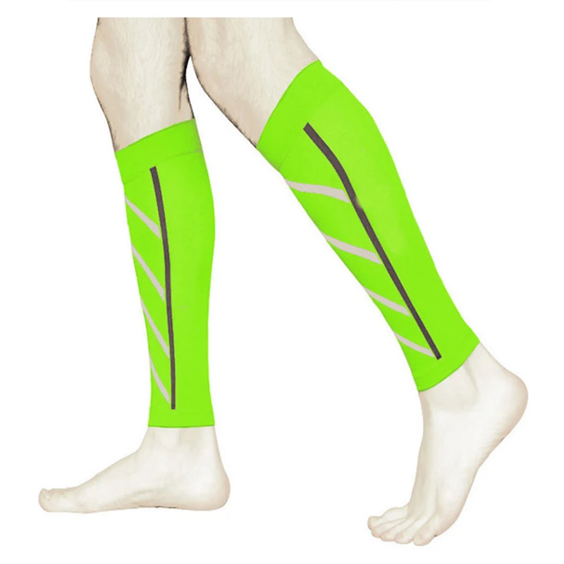 Calze sportive in pelle di vitello sottile a compressione Brothock supporto per polpacci aiuta a correre la notte Leggings fluorescenti in Nylon