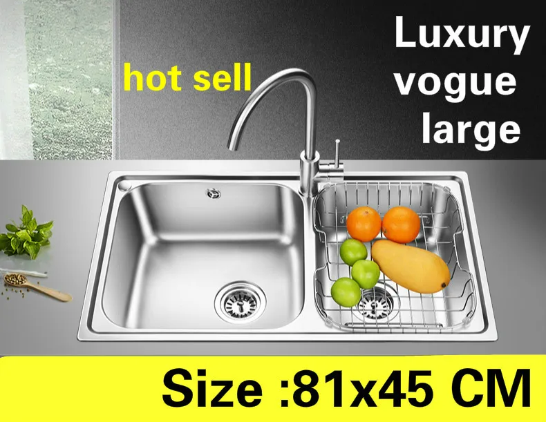 

Free shipping Apartment vogue kitchen double groove sink do the dishes 304 stainless steel large hot sell 810x450 MM