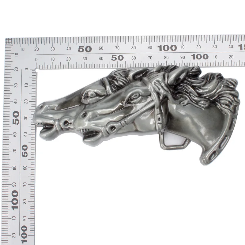 Double Row Horse Head Belt Buckle For Men Cowboy Alloy Accessories