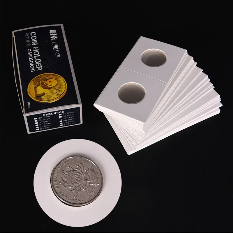 50pcs/Set 23-40mm Sizes Coin Holders Cover Case Storage Protective Coin Paper Clip Collecting Money Penny Storage Case Stamp