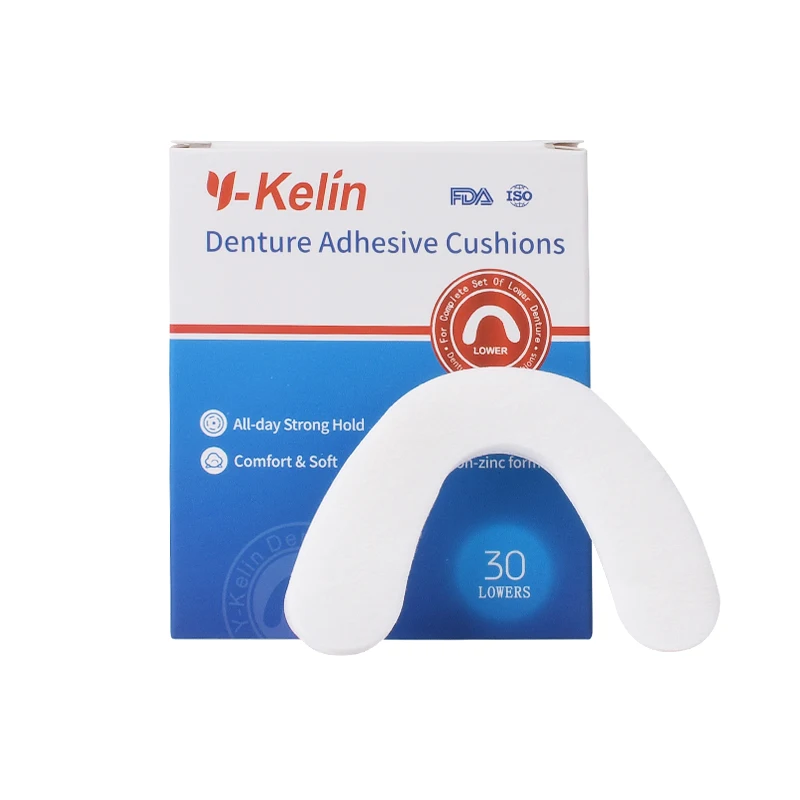 Y-kelin-cojín adhesivo para dentadura, 120 almohadillas (superior 60 + inferior 60)