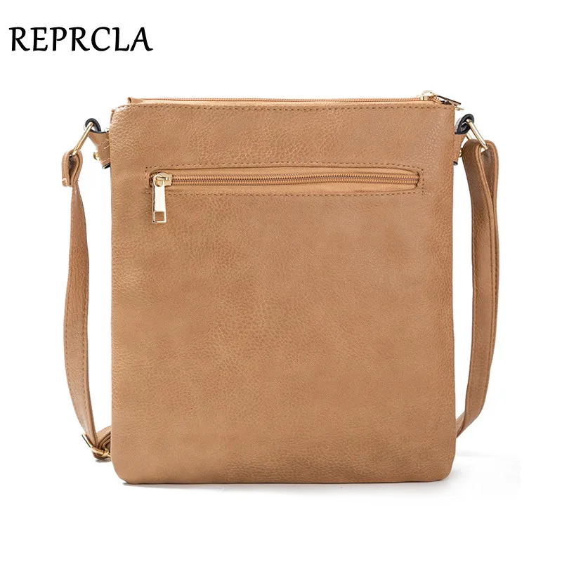 REPRCLA Large Double-layer Women Bag Vintage PU Leather Crossbody Shoulder Bags Handbag Rivet Female Messenger Bags Bolsa