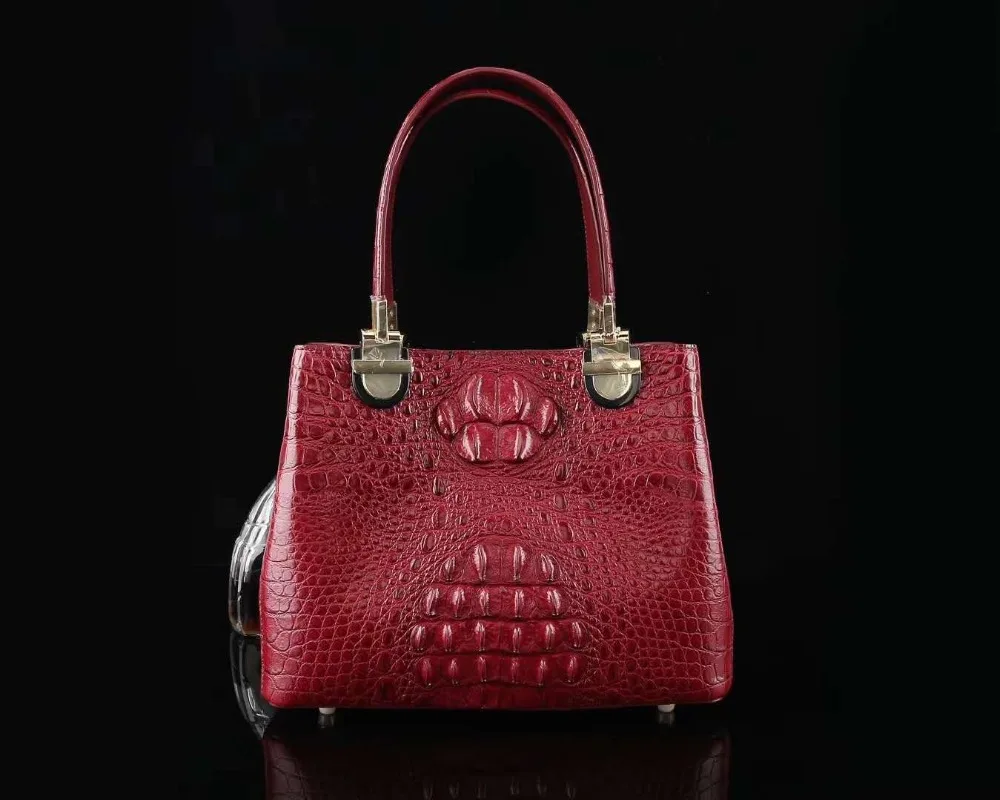 

2022 latest Luxury top quality genuine crocodile skin women shoulder cross body medium size with long top handle strap bag