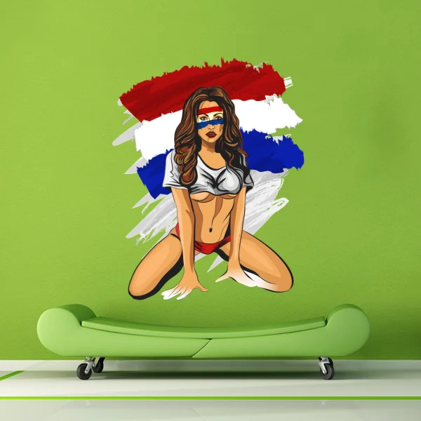 Nederland Sexy Devil Half Spilt Girl Wall Vinyl Sticker Pattern Custom Home Decor Wedding PVC Wallpaper Art Design Poster