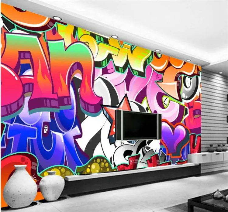 

Personalized Customization 3D Colorful Graffiti Mural Wallpaper KTV Bar Clubs Background Wall Papers Creative Art Wallpaper Roll