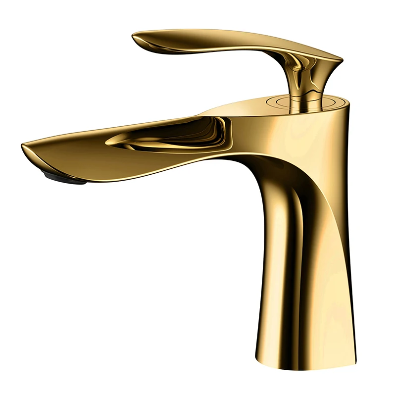 Luxury gold High low brass bathroom faucet Unique Design Single Handle golden Vessel Sink Basin Mixer Faucet