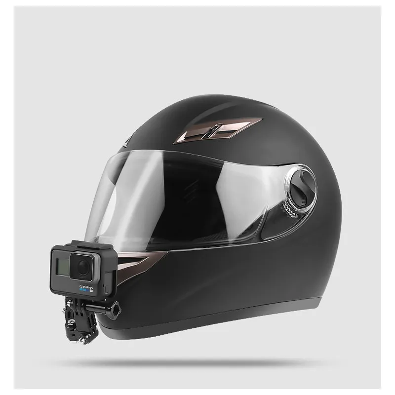 오토바이 헬멧 턱 브래킷 360 도 조정 가능한 홀더 Gopro 8 7 6 Dji Osmo 액션 카메라 용 곡선 접착 사이드 어댑터